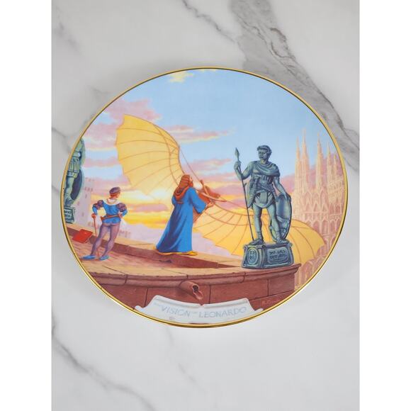 The Vision Of Leonardo Man's Dream Of Flight Year 1982 Plate 8 1/2" Wall Decor - Picture 10 of 15